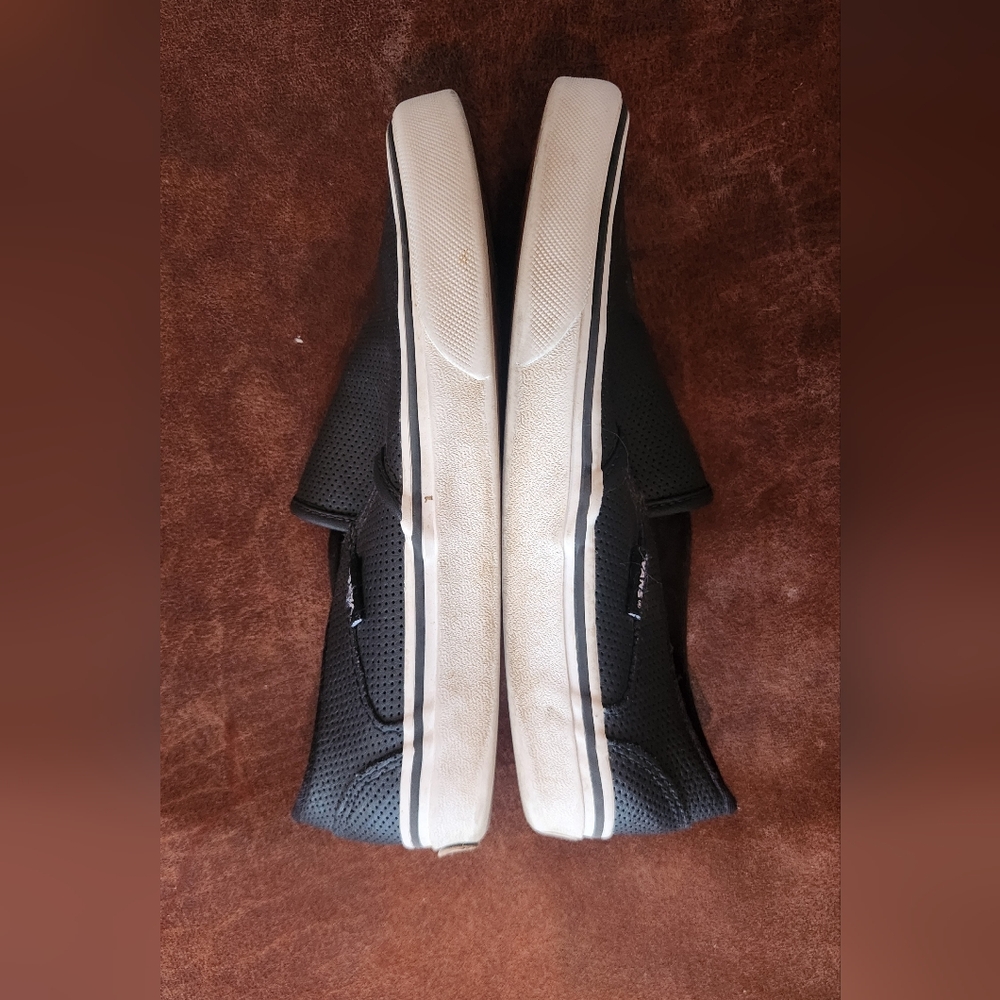 Vans Classic Slip-On Perforated Black Leather Shoe - Picture 5 of 7